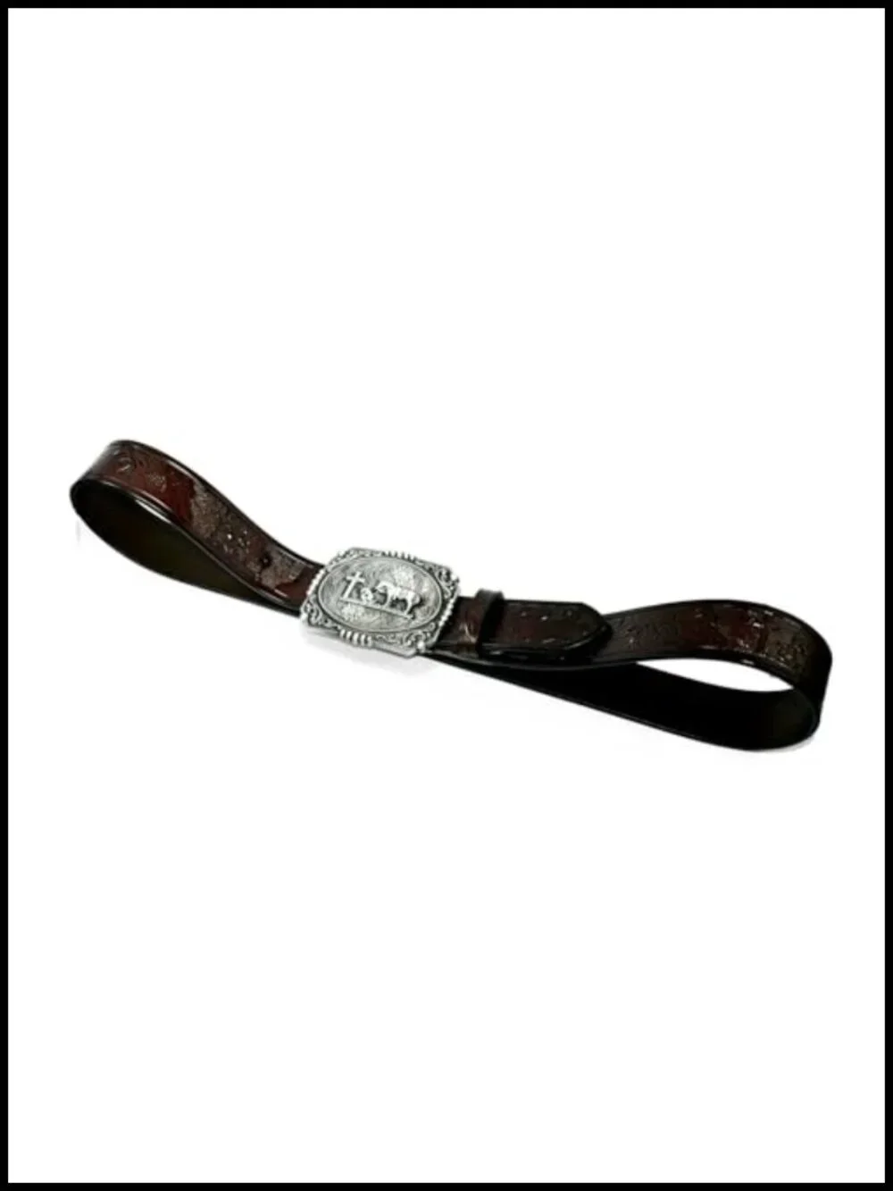 Western Cowboy Horse Bull Style Buckle Genuine Cow Leather Belt